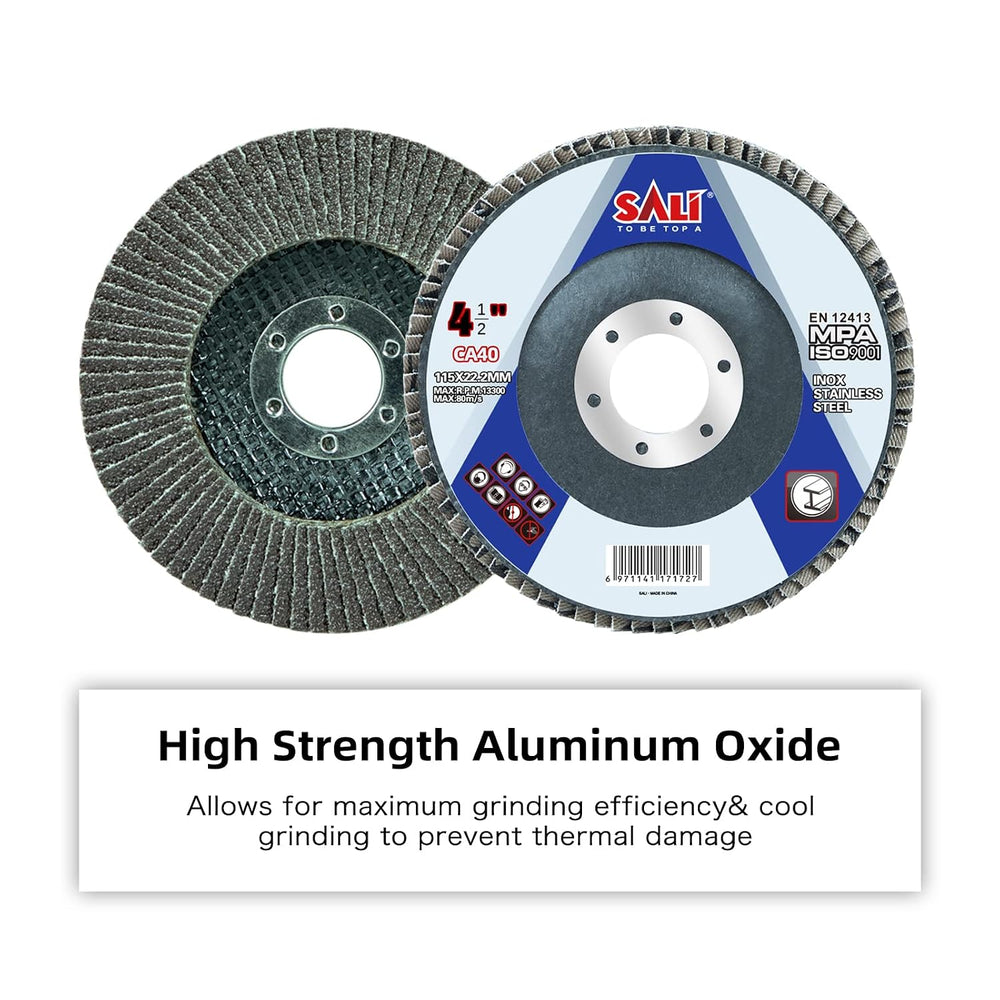 Sali 100 Pack Flap Disc 40 Grit 4.5" x 7/8-Inch Sanding Disc Bevel Type ...