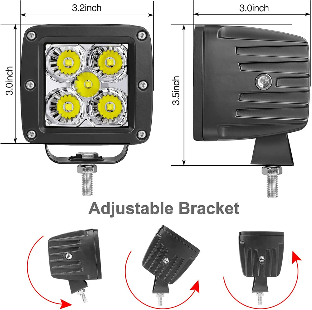 LED Pods, RFROAD LIGHTING 2pcs 3" 100W Super Bright LED Driving Lights L...