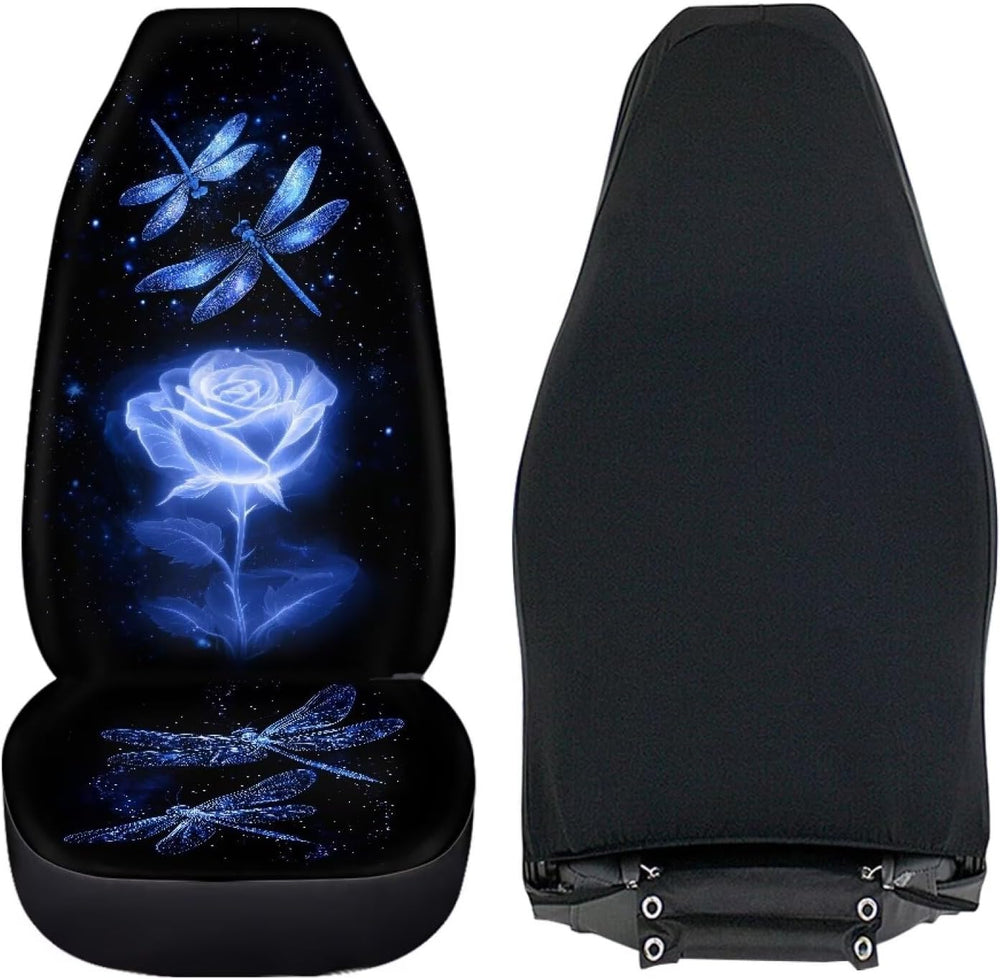 Poceacles Dragonfly Rose Blue Universal Car Seat Covers 2 Pack Automotive Fro...
