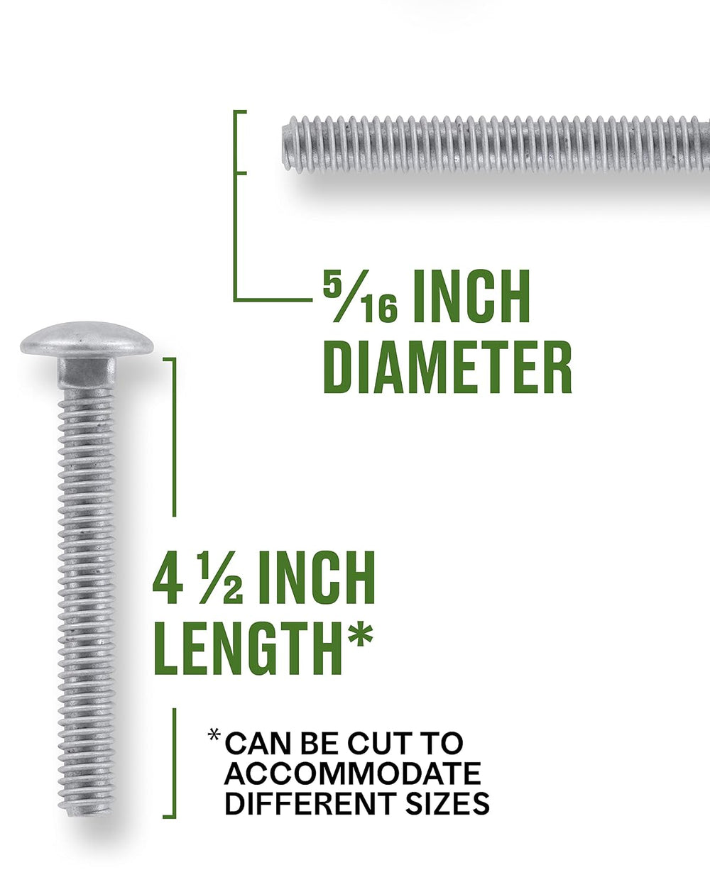 Hillman Group Galvanized Carriage Bolt 5/16” x 4-1/2”, 50 Count, Blunt Point,...