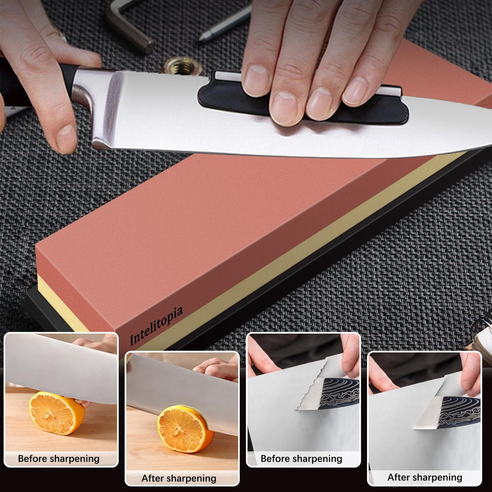 Complete Knife Sharpening Stone Set – Dual Grit Whetstone 400/1000 3000/8000 ...