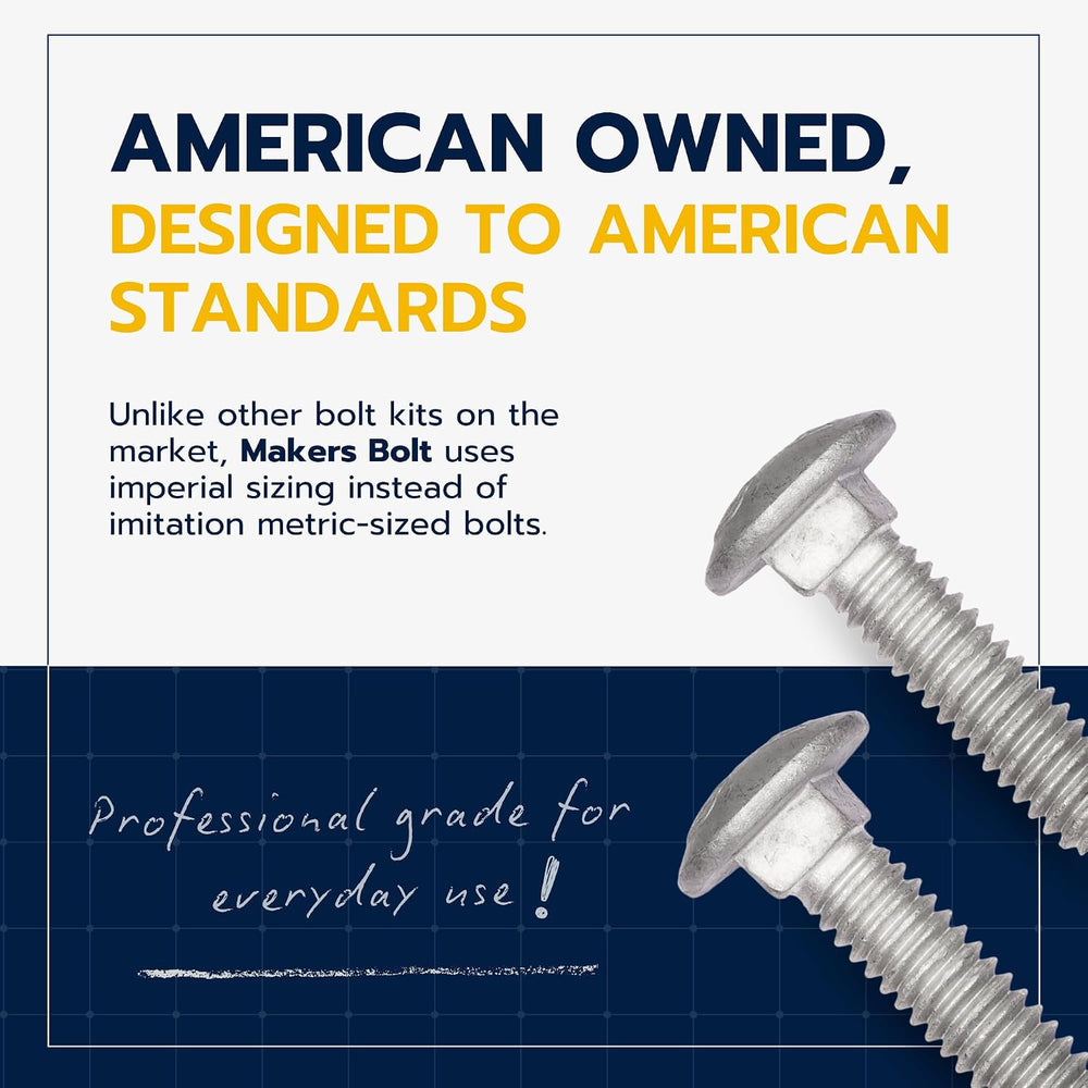 1/4" x 2-1/2" (100 Pack) Galvanized Carriage Bolt Kit Grade 307A In...