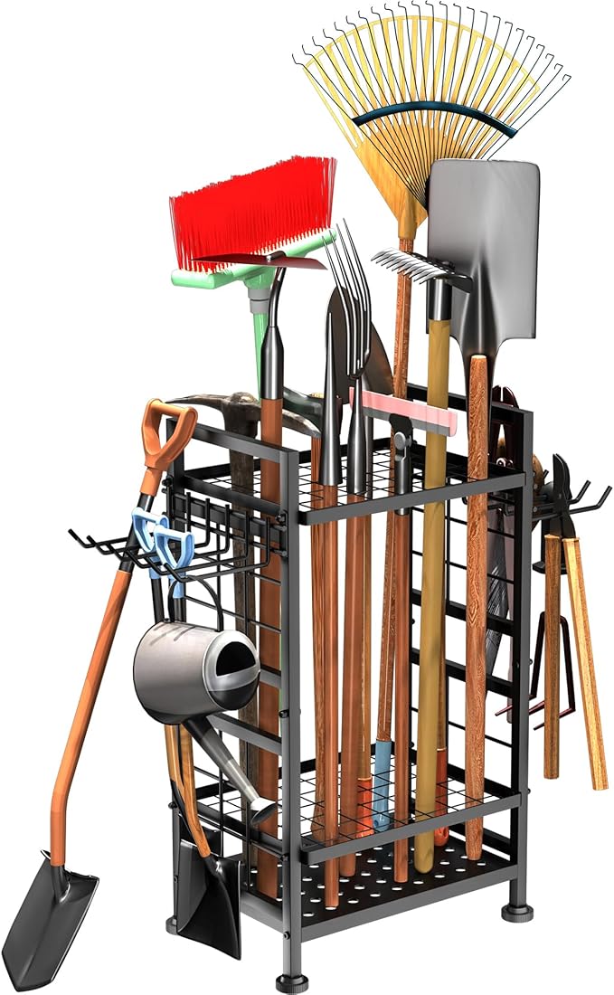 3 Tier Garden Tool Organizer, Garage Storage and Organization, Metal Yard Tools