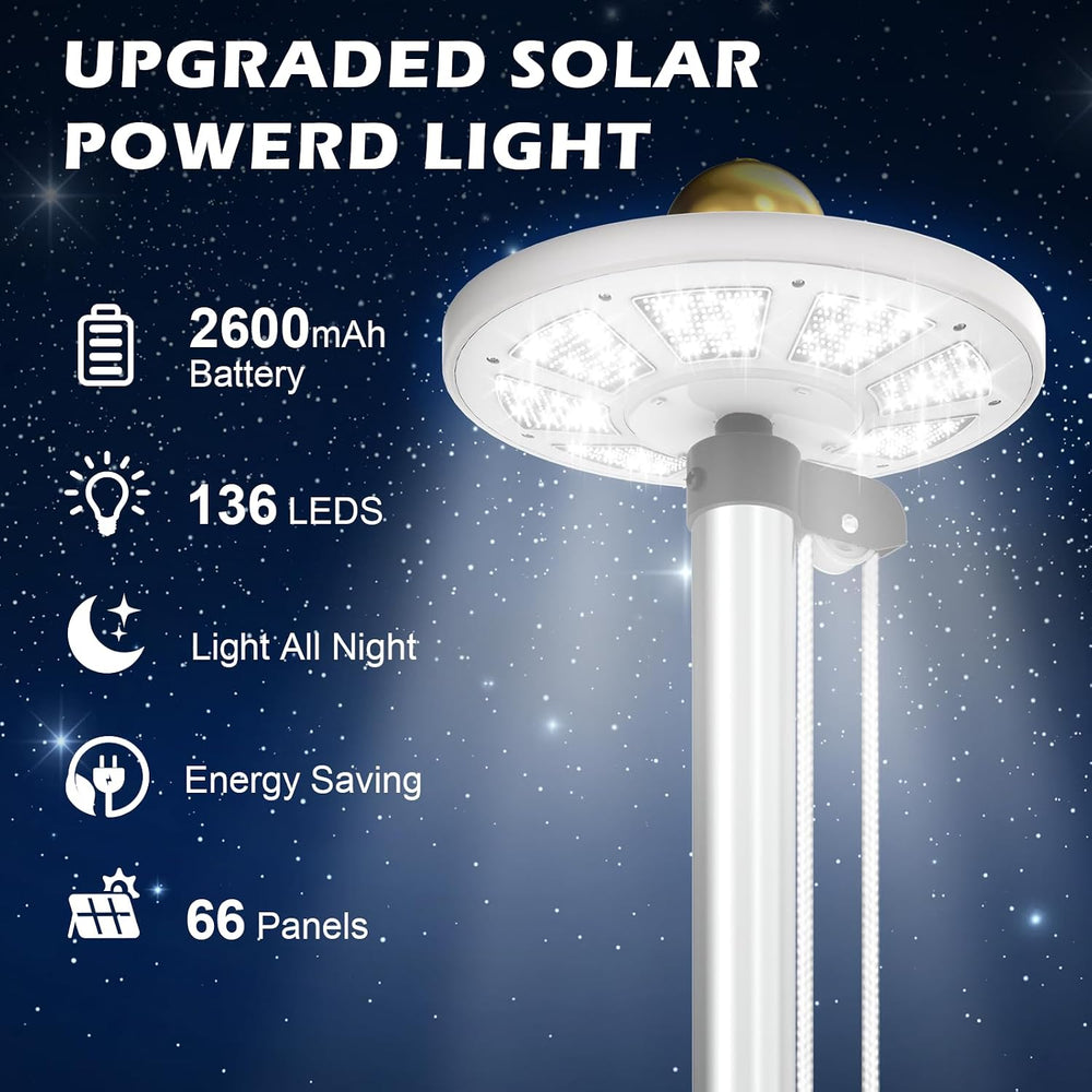 Heavy Duty Flag Pole Kit with 136 LED Ultra Bright Solar Light, 25FT 12 Gauge...