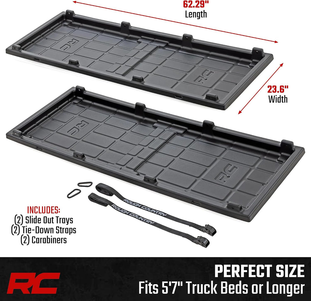 Rough Country Slide-Out Truck Bed Cargo Tray - Organizer for 5'7"+ B...