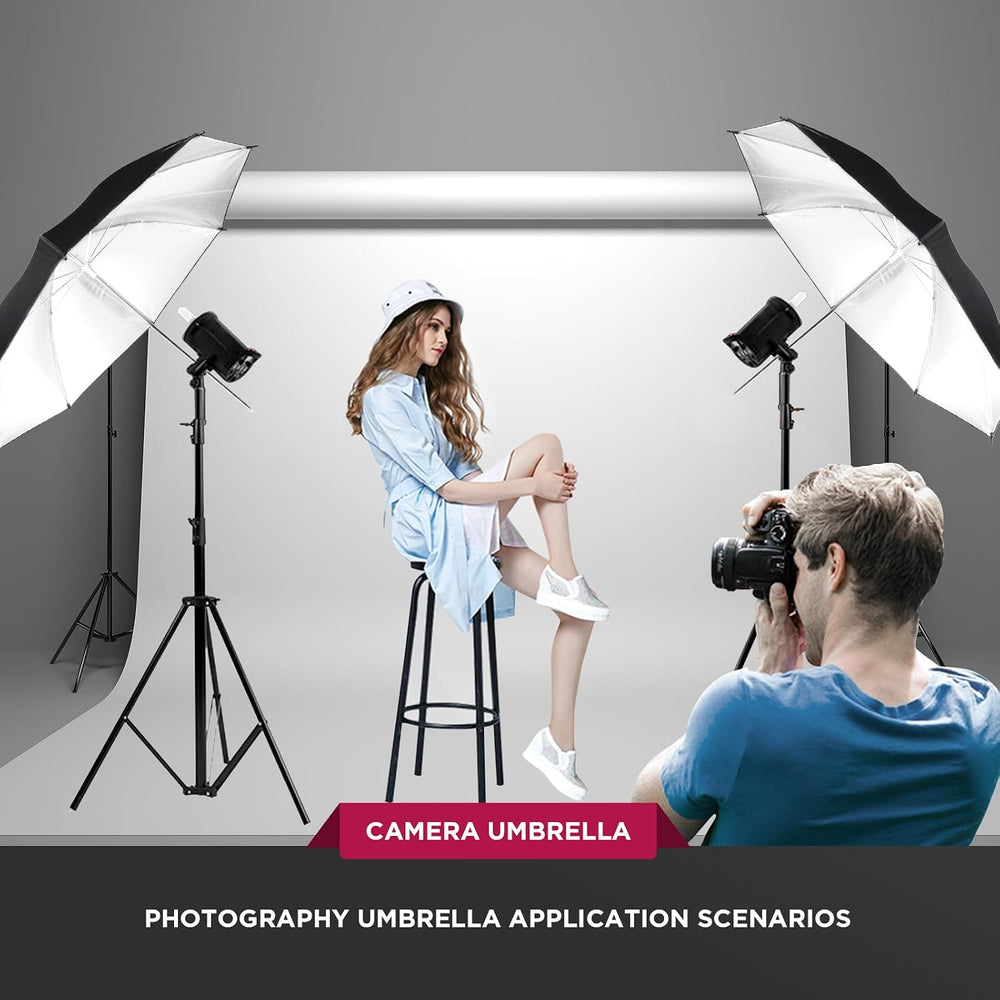 [2 Pack] 43" Black/Silver Reflective Umbrella Kit for Contrast, Concentr...
