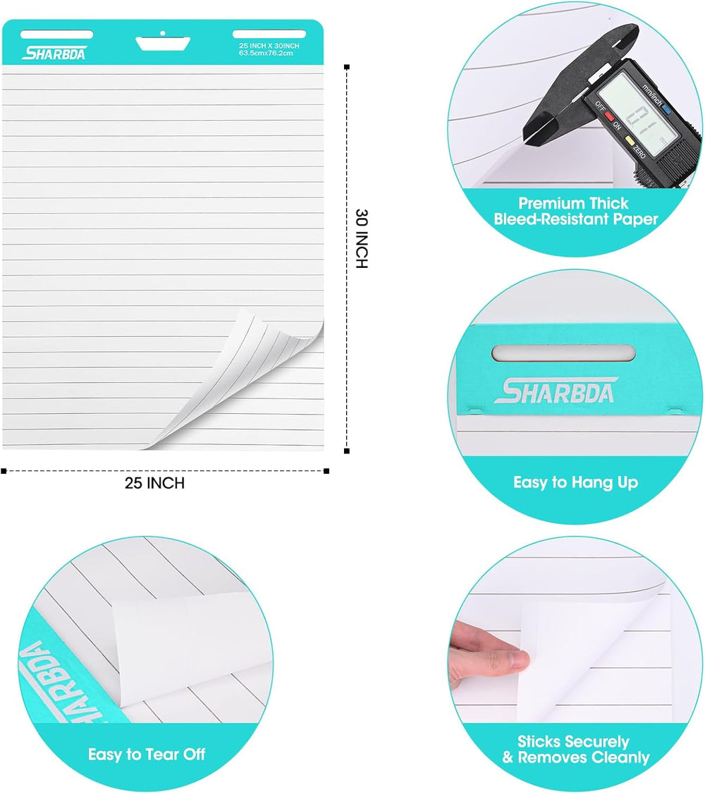 Lined Sticky Easel Pad, 25 * 30 inch,Self-Stick Flip Chart Paper, Super Adhes...