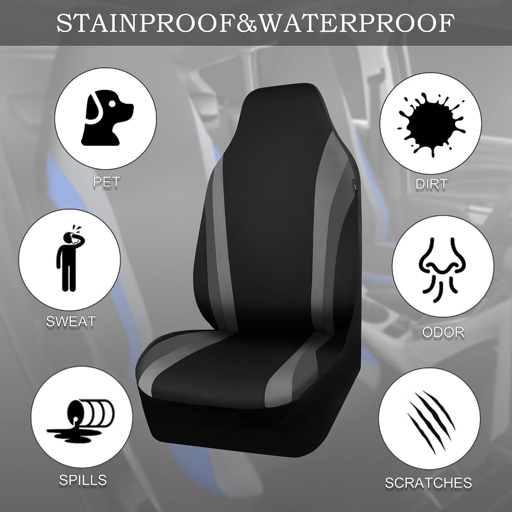 CAR PASS AquaShield Neoprene Waterproof Car Seat Covers for Front Seats Only,...