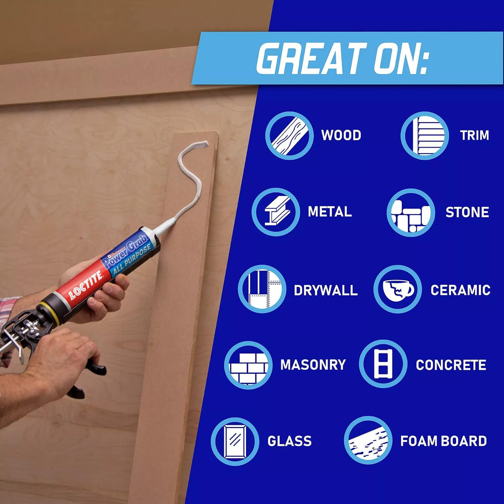 Loctite Power Grab Express All Purpose Construction Adhesive, 9 fl oz Cartrid...