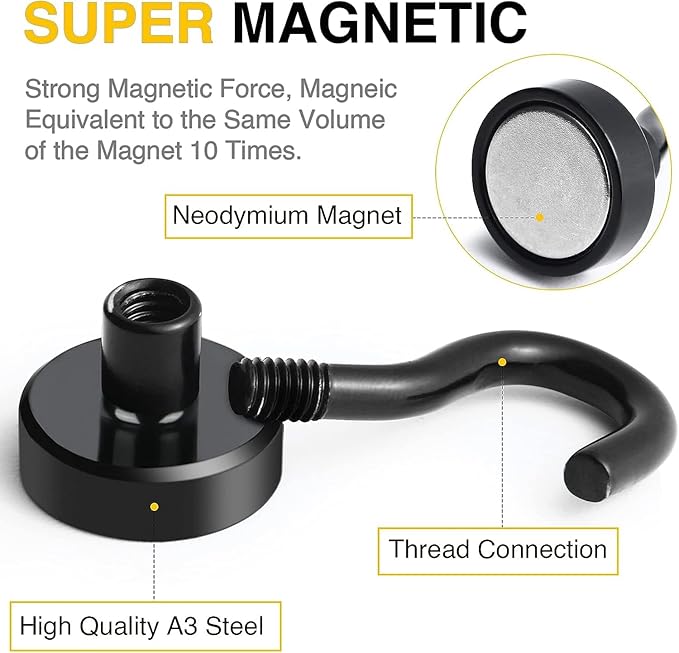 DIYMAG Magnetic Hooks, 30Lbs Strong Heavy Duty Cruise Magnet S-Hooks (100pcs)