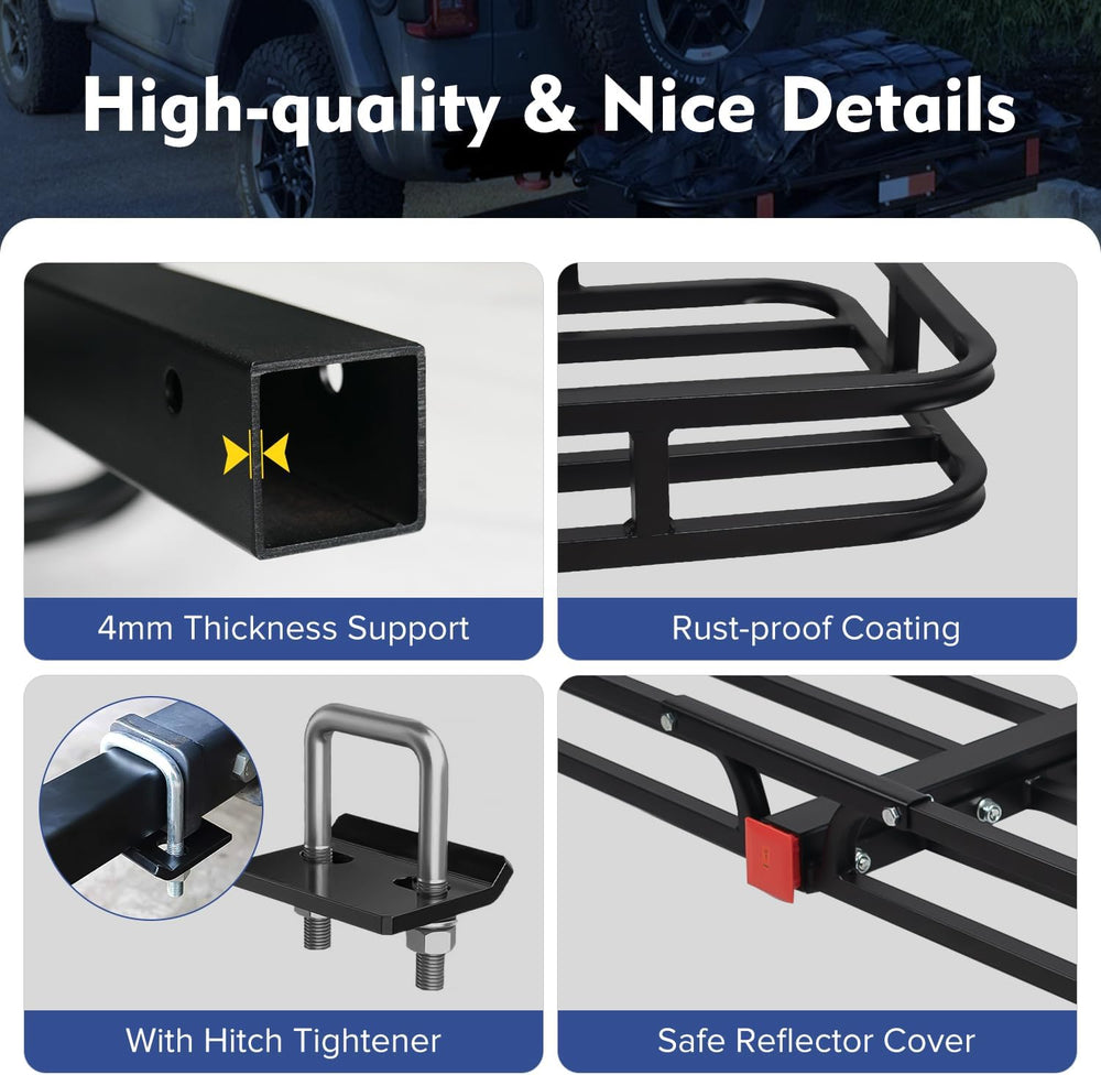 53" x 19" x 5" Hitch Cargo Carrier, 500 Lbs Heavy Duty Trailer...