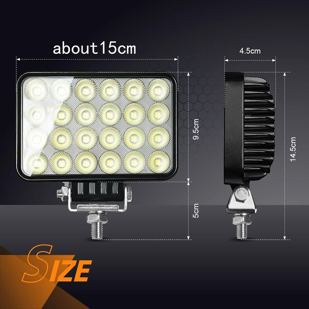 2-Pack 72W LED Work Light 12V 24V Heavy-Duty Truck Fog Light