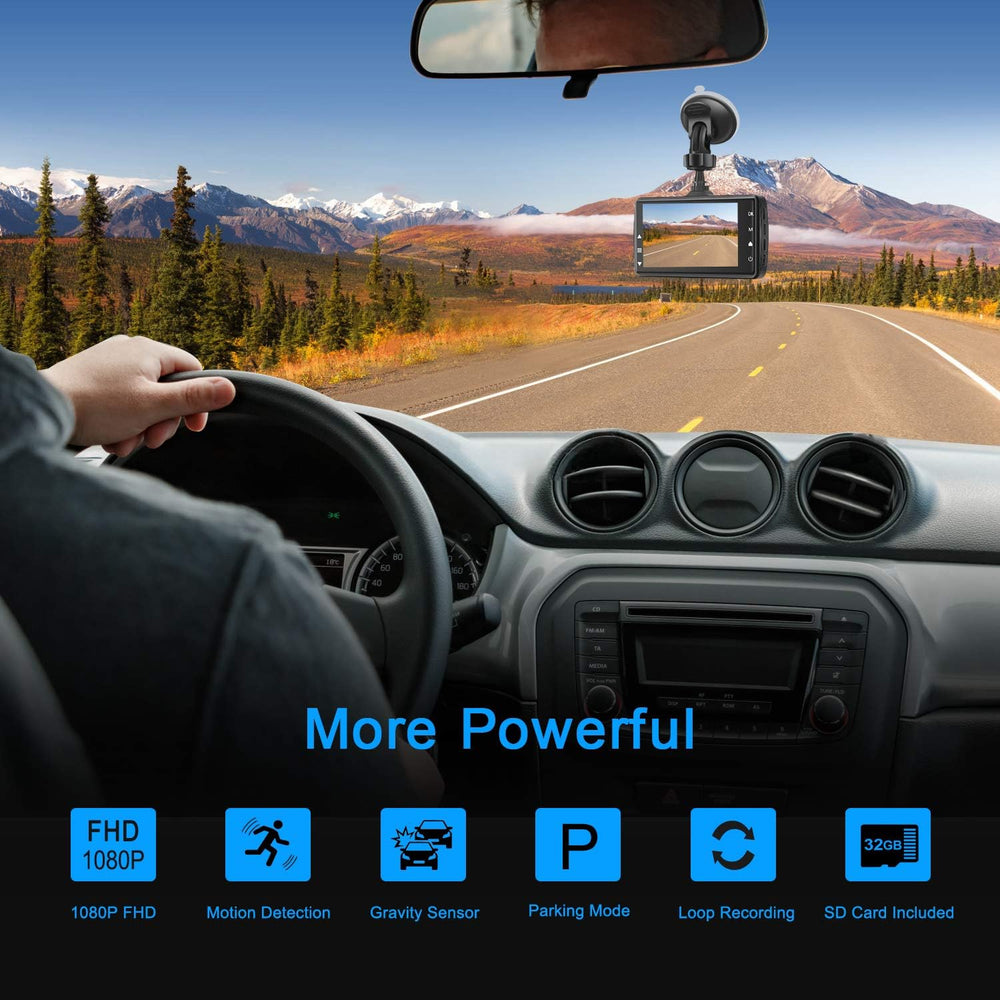 Dash Cam Front with 32G SD Card, BOOGIIO 1080P FHD Car Driving Recorder 3'...