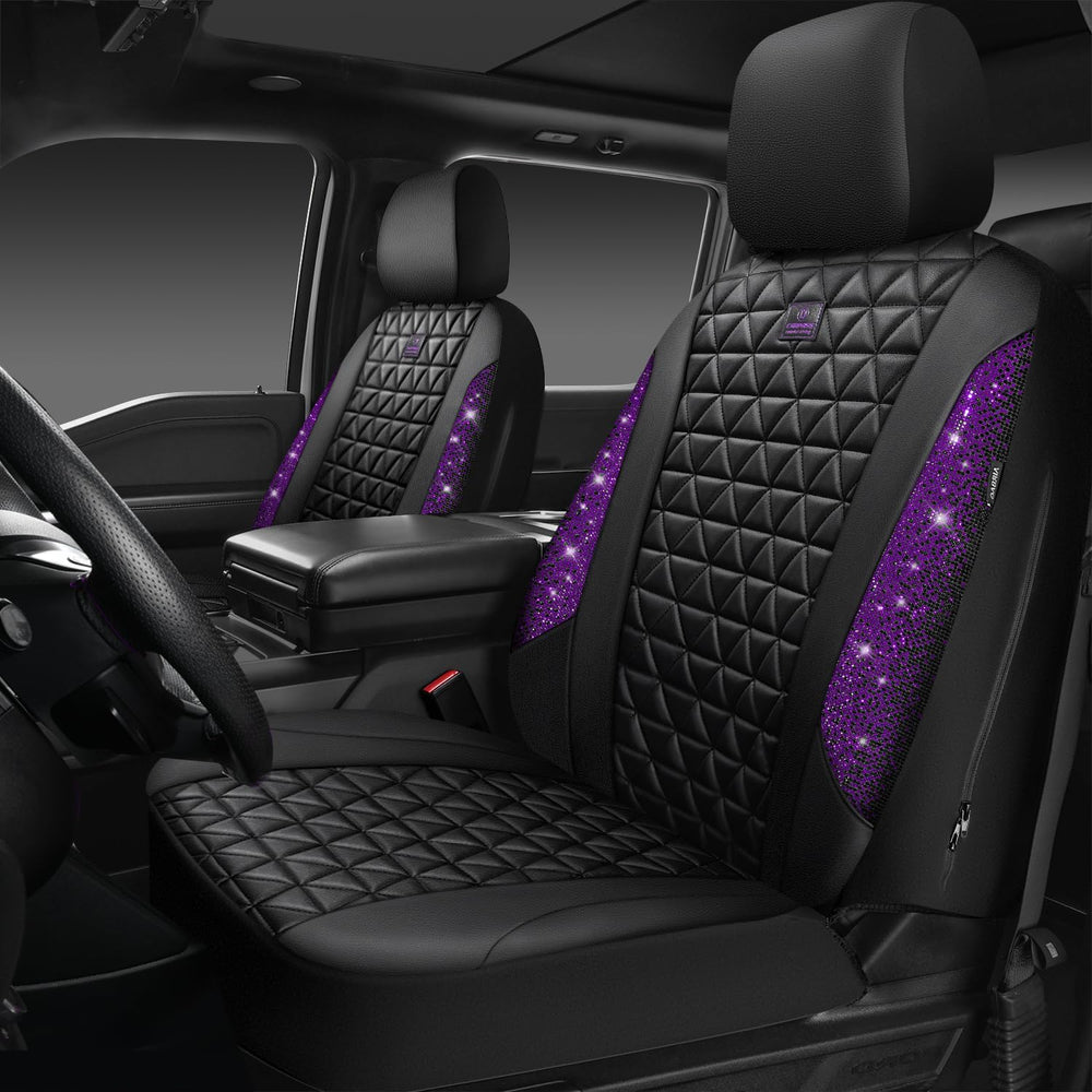 CAR PASS Bling Diamond Leather Car Seat Covers Full Seats Interior Sets, Wate...