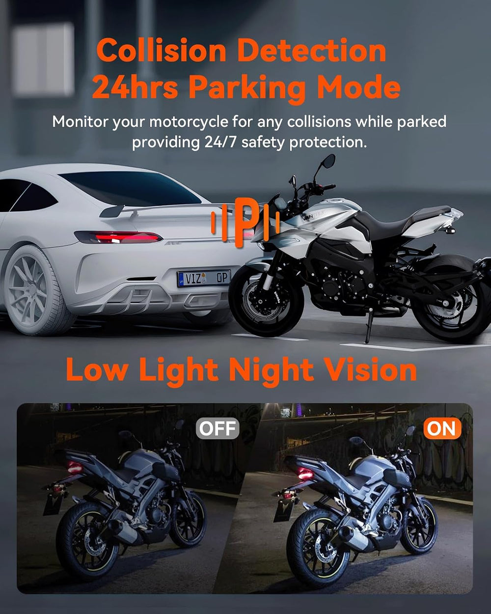 Vantrue F1 Motorcycle 4K Dash Cam Front and Rear, 4K + 1080P Camera