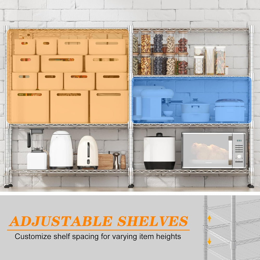 Homdox Heavy Duty Storage Shelves, 4 Tier Wire Shelving Unit, Adjustable Meta...