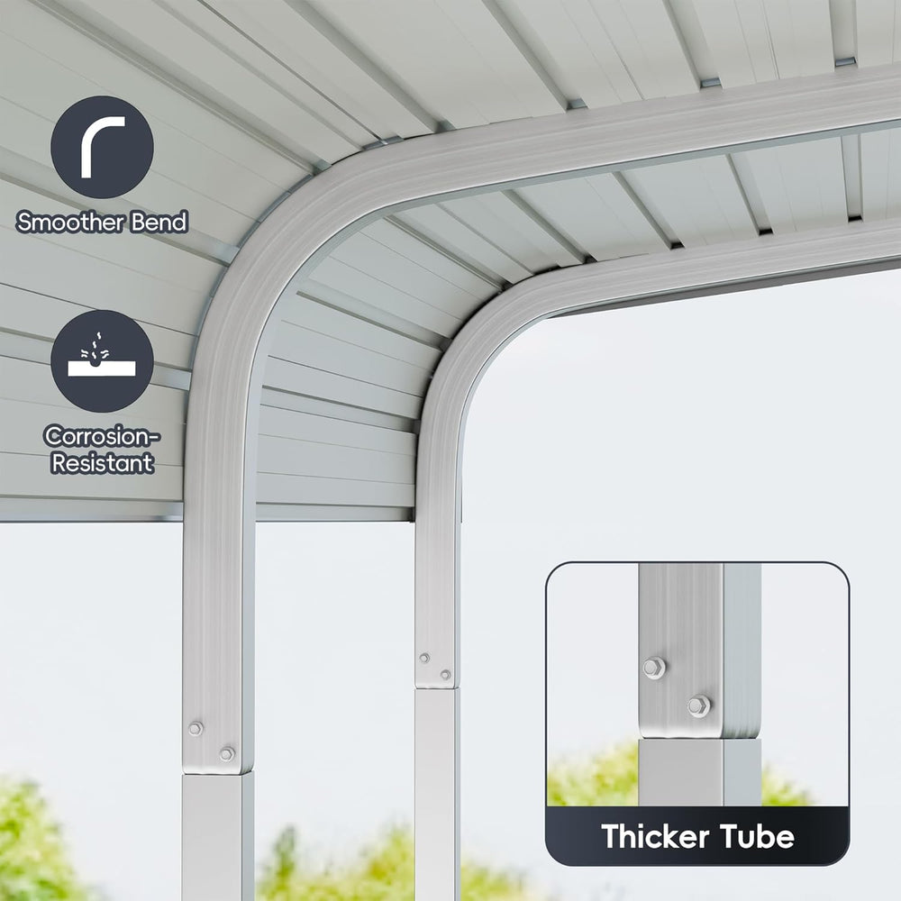 10x15 FT Heavy Duty Metal Carport Kits with Galvanized Steel Roof and Frame, ...