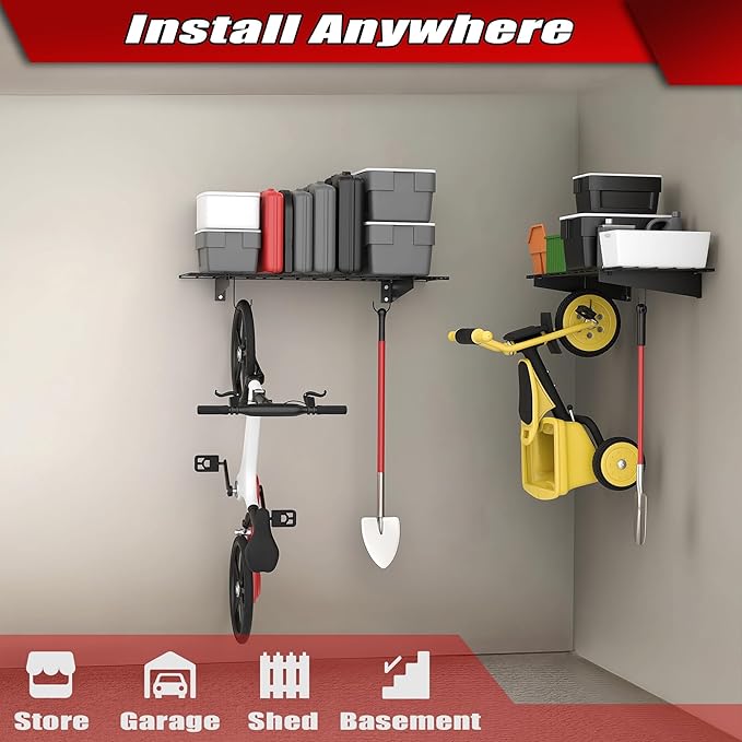 WALMANN 2 Pack Garage Wall Mount Shelves, 45x15 inch Wall Mounted Storage