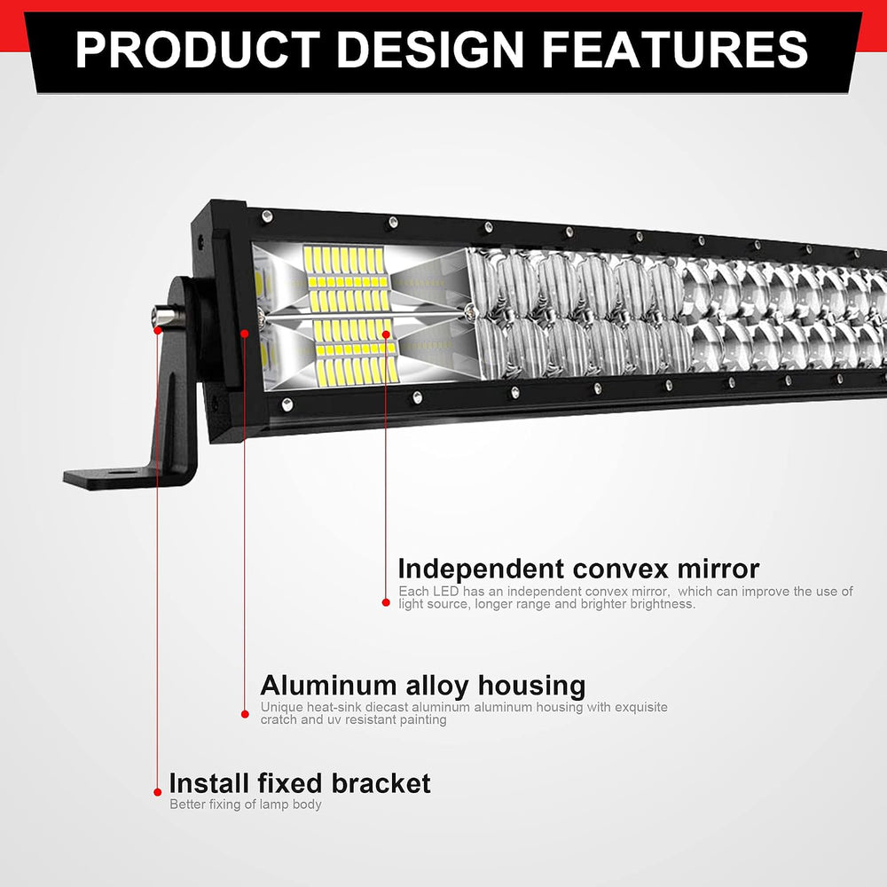 ASLONG 52Inch LED Light Bar 300W +2x4 Inch White/Amber LED Strobe Fog Pods
