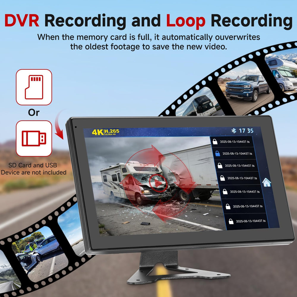 10.1 Inch 4K Touch Screen Wired RV Backup Camera System