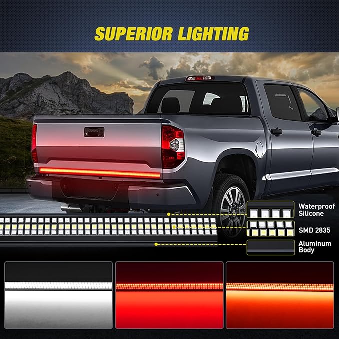 Nilight Truck Tailgate Light Strip 48" Aluminum Frame Triple Row 780 LED...