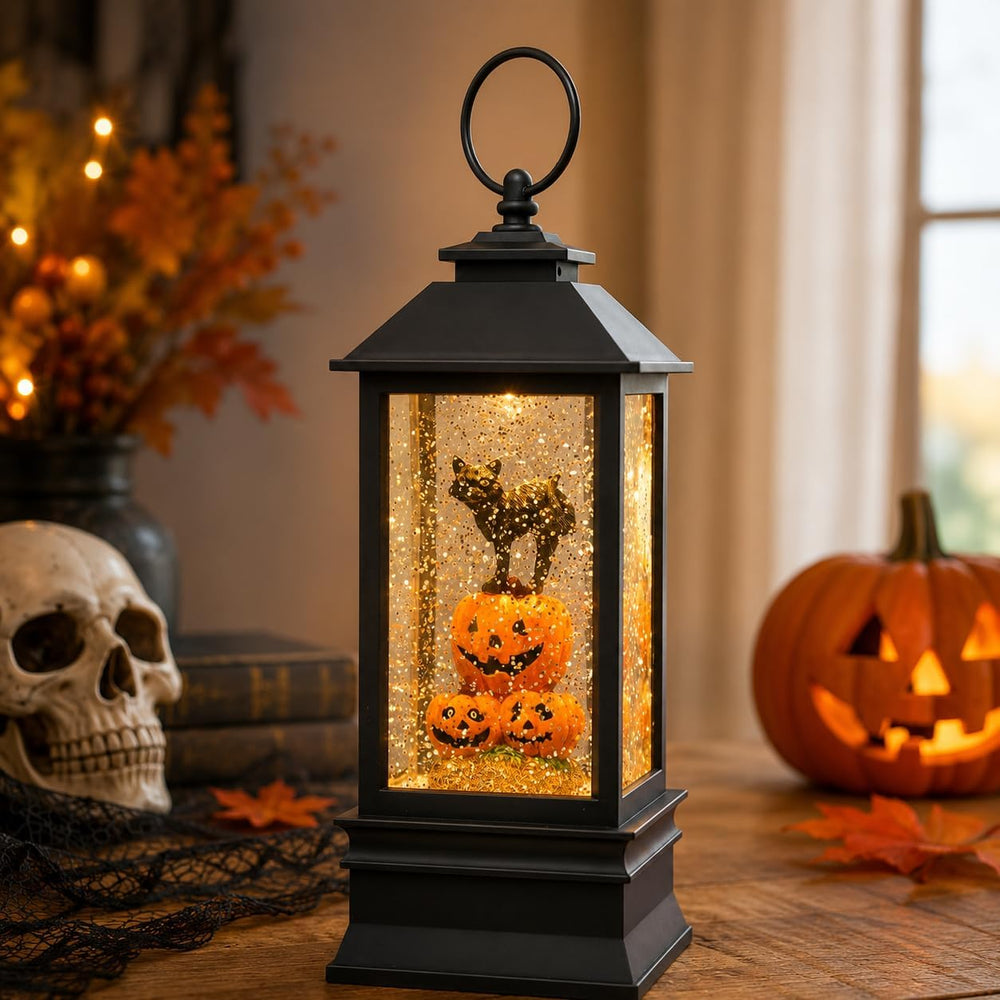 10'' Halloween Snow Globe Lantern Lighted Musical Water Lantern Spook...