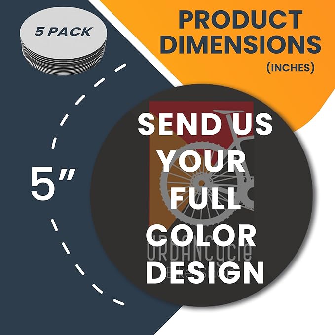 Magnet Me Up Customizable 30 Mil Round Magnet- 5”, 5 PK Weatherproof Car Magnet