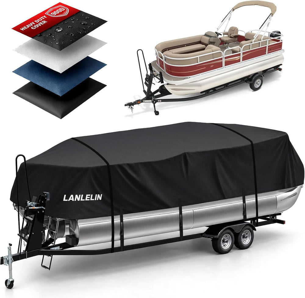 Pontoon Boat Cover 18'6''-20'1'', Heavy Duty 900D Mar...