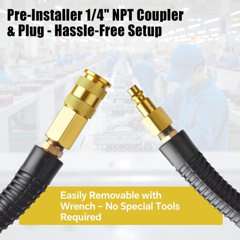 Hybrid Air Hose 3/8-Inch by 100-Feet Air Compressor Hose - Flexible Heavy Dut...