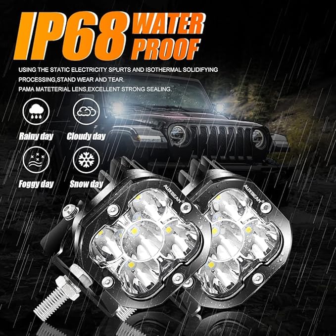 Auxbeam XP-Ultra Series 3 Inch LED Pods 80W 9600LM Offroad Driving Lights White