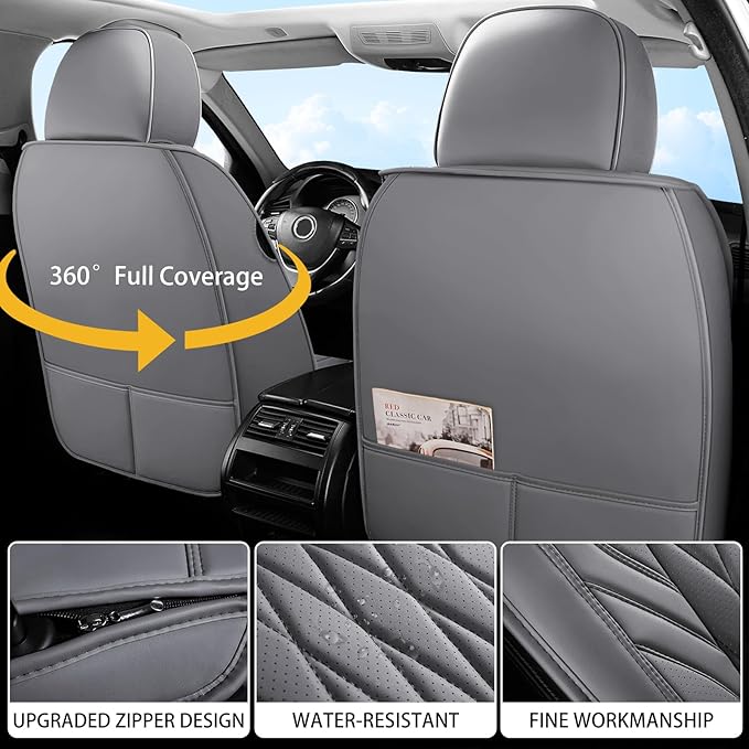 WELLDO Car Seat Covers Front Seats, Leather Seat Covers
