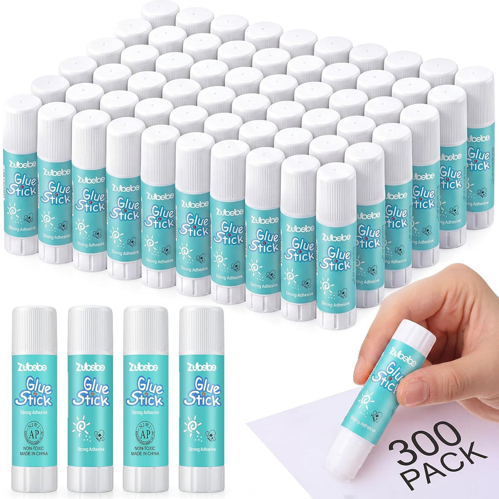 Zubebe 300 Count Glue Stick Bulk, 0.32 oz, 9g, Classic,Classroom Supplies