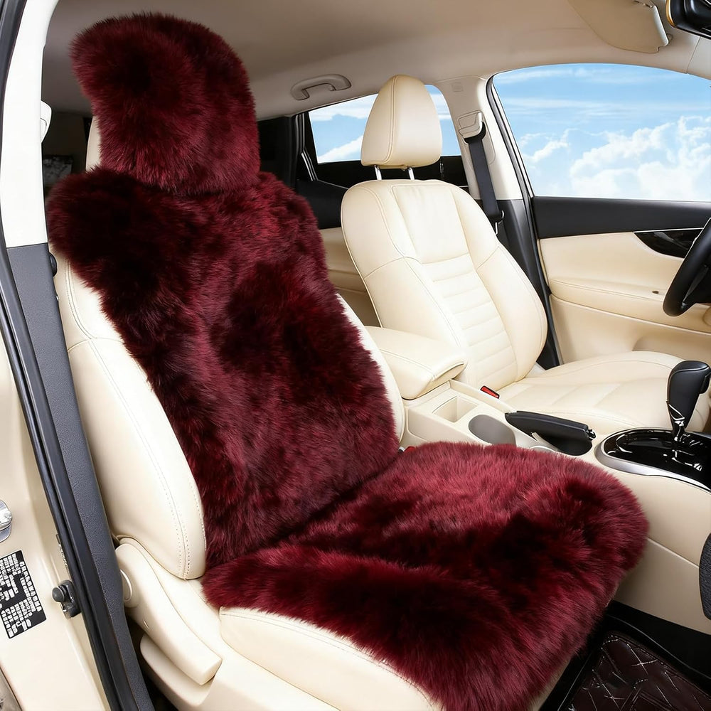 Fluffy Sheepskin Car Seat Cover for Soft Auto Fur Pet Cushion Pad