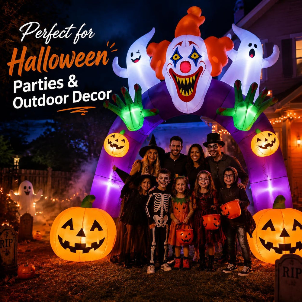 12 FT Halloween Inflatables Clown Archway Outdoor Decorations, Giant Scary Ha...