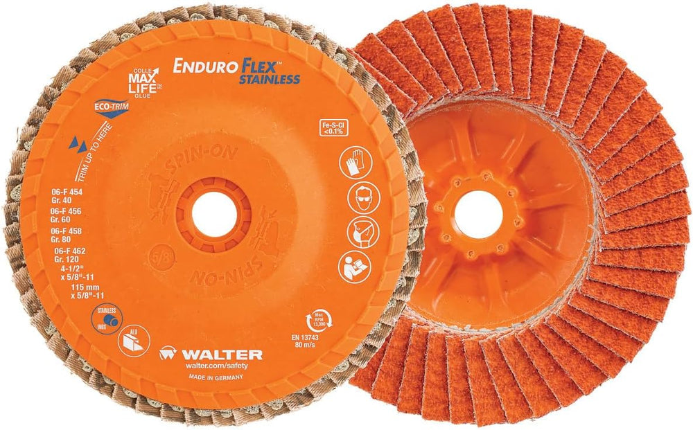Walter Enduro-Flex™ Stainless Flap Disc, Ceramic Abrasive, Spin-On 4-1/2&quot...