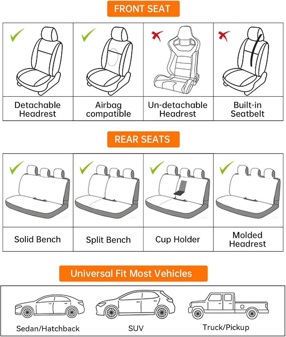 Black White Car Seat Covers Full Set Universal 5-Seater Full Wrap