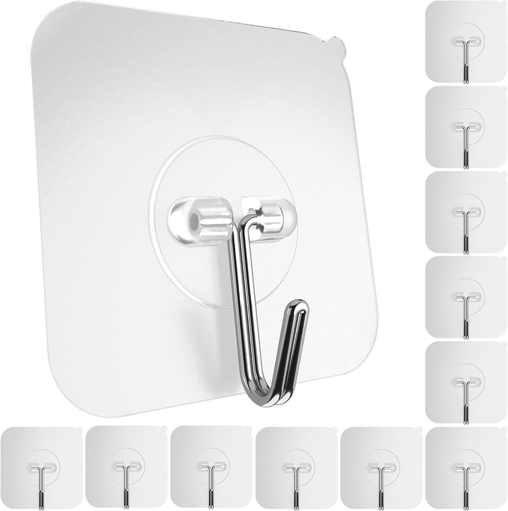 Adhesive Hooks 12 Pack and Double Sided Tape Heavy Duty 16.5 FT