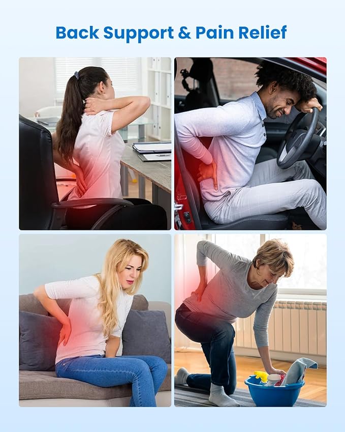 COMFIER Lumbar Support Pillow for Office Chair, Heated Back Support Pillow
