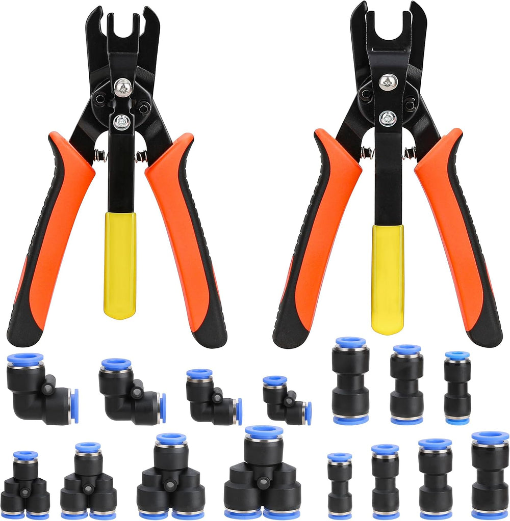 Hromee Air Line Disconnect Removal Tool Kit with 15PCS Pneumatic Fittings