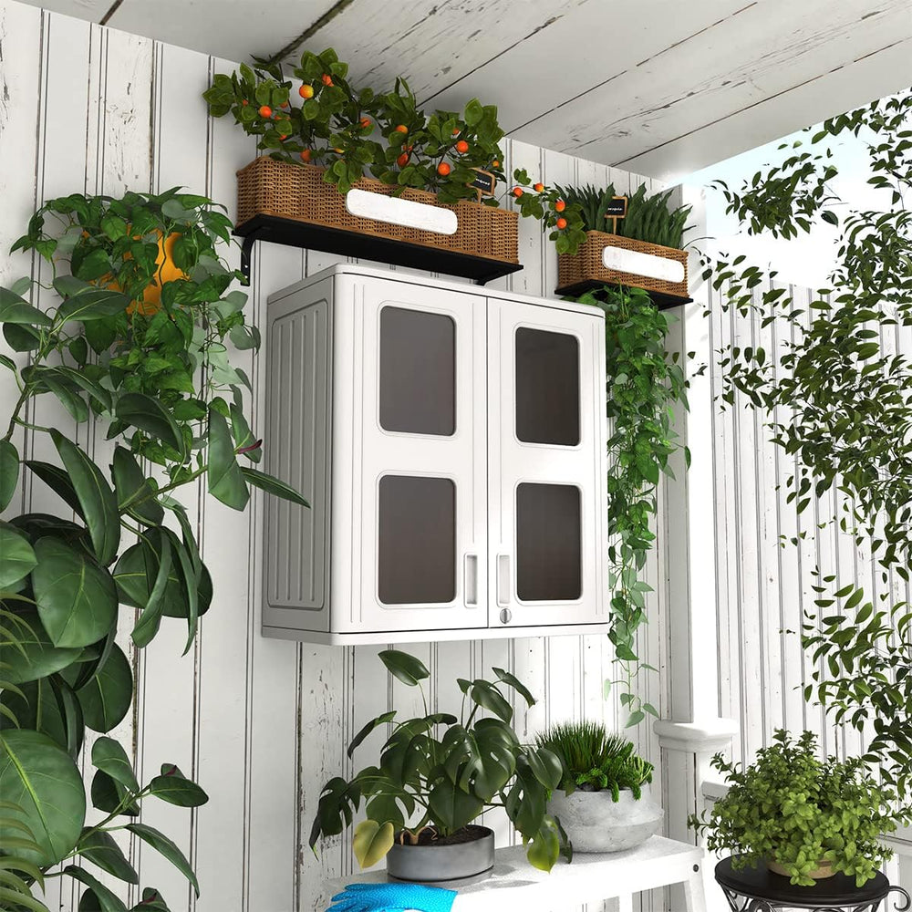 KINYING Outdoor Storage Cabinet Waterproof,Resin Garage and Laundry Room Wall...