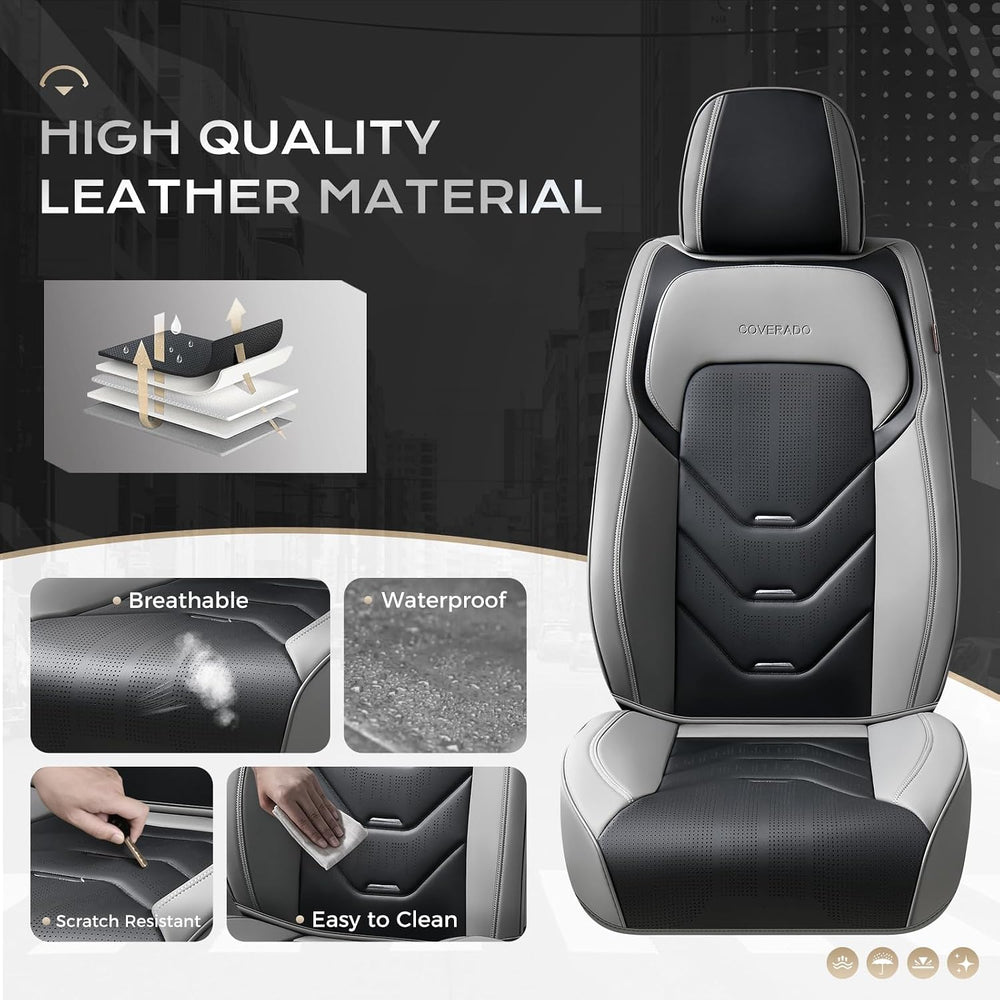 Coverado Car Seat Covers, Front Seat Cover for Car, Waterproof Leather Car Se...