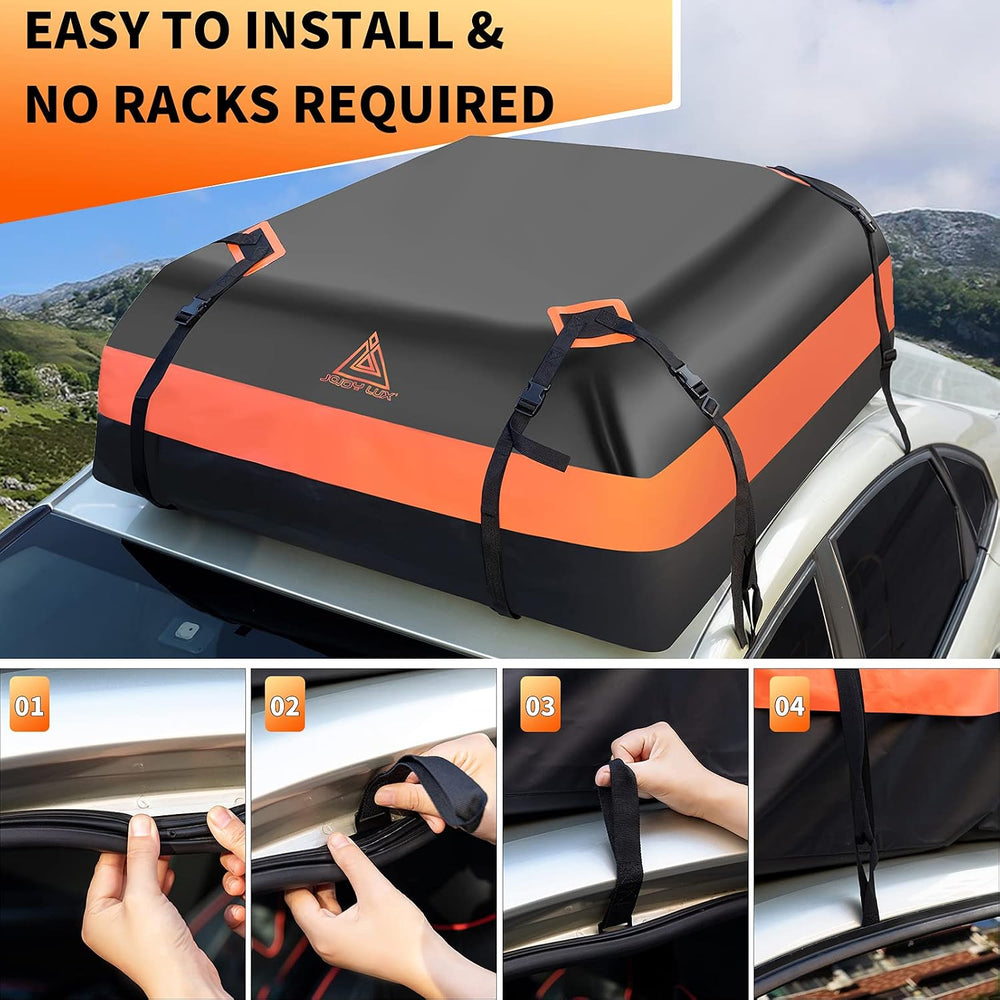 Car Rooftop Cargo Carrier Bag, 15 Cubic Feet Waterproof Heavy Duty 720D Car R...