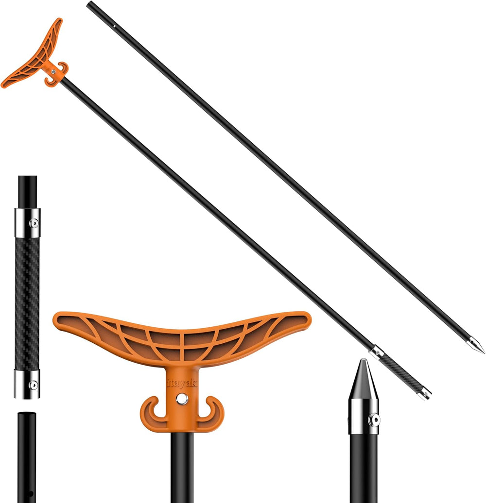 8.63'/12.3' Shallow Water Anchor Pole with T-Handle, Solid Fiberglass...