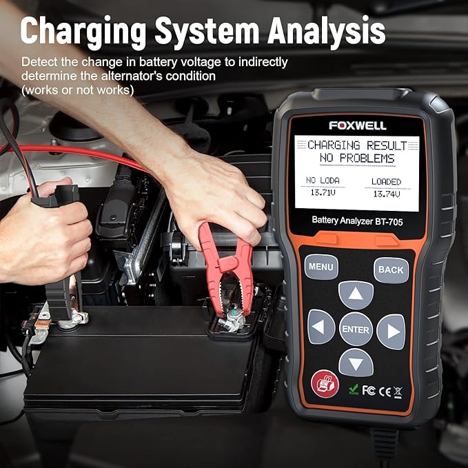 FOXWELL BT705 Car Battery Tester 12V 24V, Automotive 100-2000CCA Battery Load