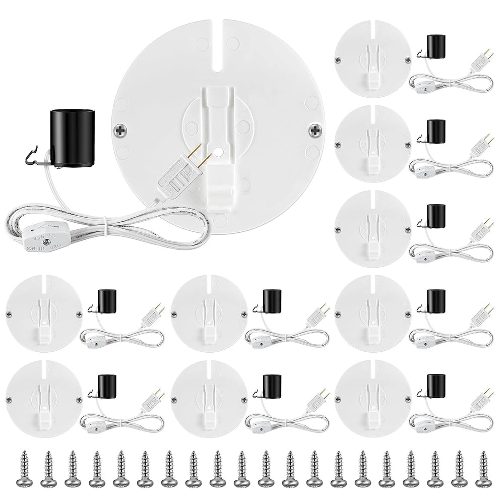 10 Set Blow Mold Light Kit E26 E27 Socket, Cord with Switch and Plug