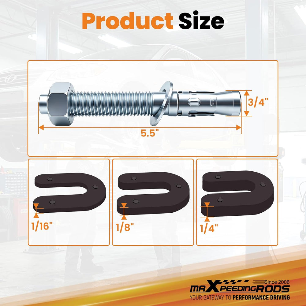 maXpeedingrods 46 Pcs Car Lift Install Kit Including 16 x 3/4" x 5.5&quo...
