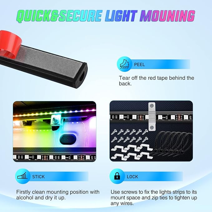 Nilight Truck Bed Light Strip RGB-IC LED Bar (3PCS)