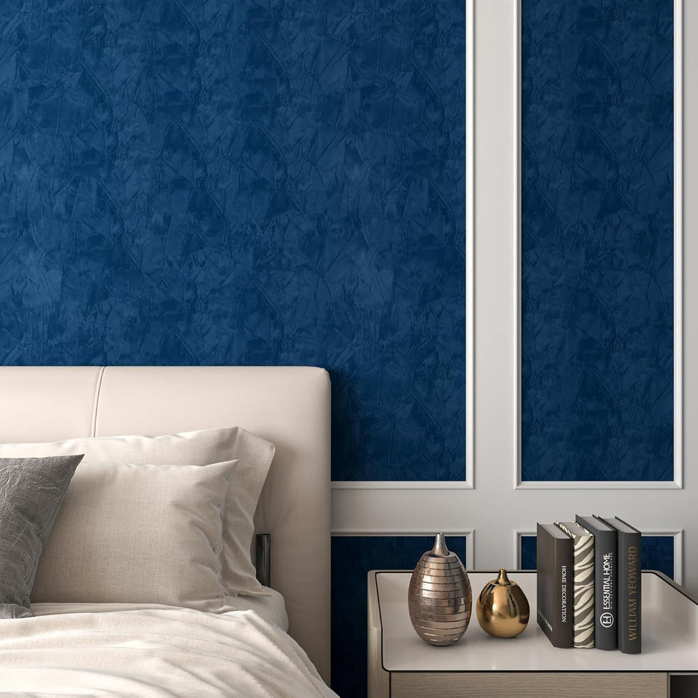 Decotalk 2ft X 10ft Blue Velvet Wallpaper Felt Sheet Fabric Wallpaper Self Ad...