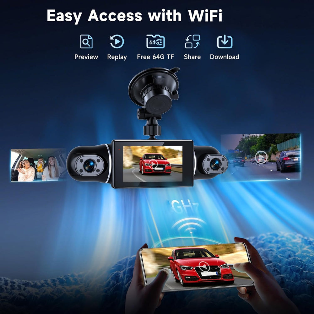 4 Channel Dash Cam with Front Rear Left Right Cameras, 360° Car Camera System...