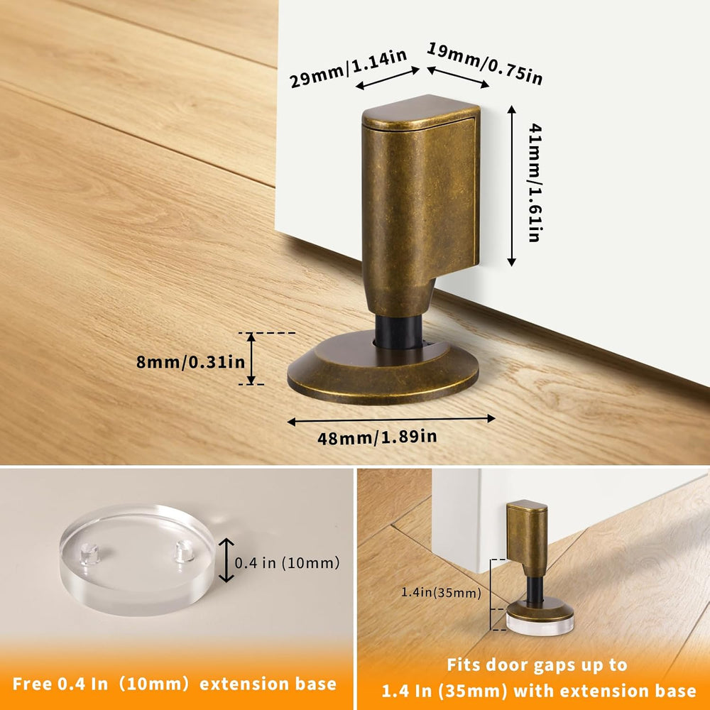 3 Pack Magnetic Door Stopper, Retractable Magnet Floor Door Stop with 0.4 in ...